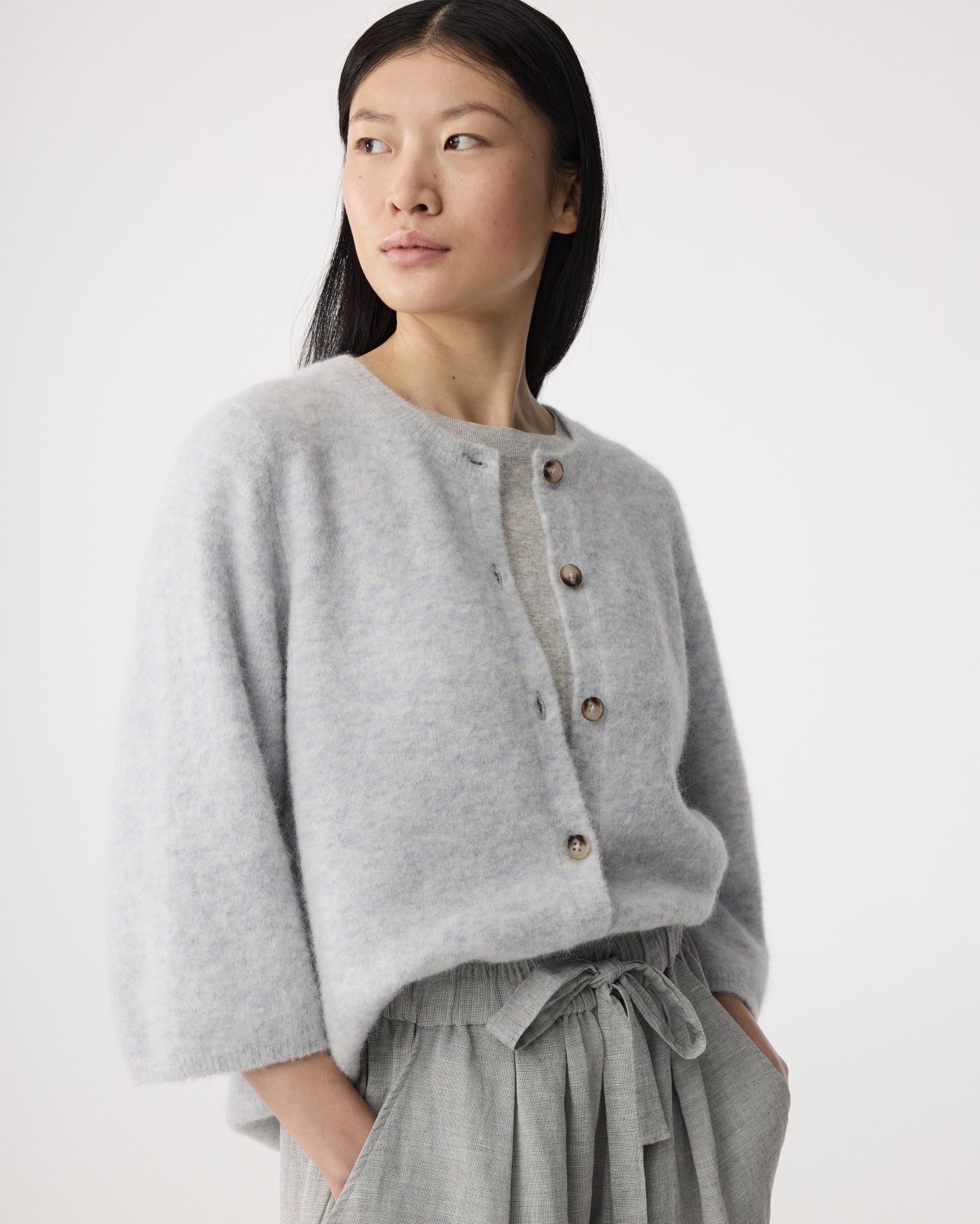 KNIT-TED 261P039 Meg Cardigan-Light Blue