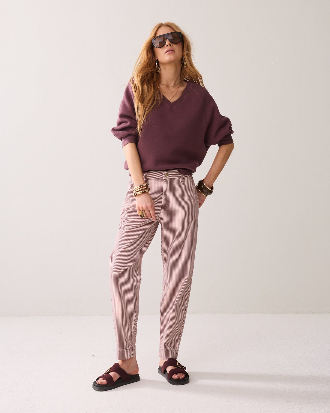 SUMMUM Gestreepte chino 4s2988-12478