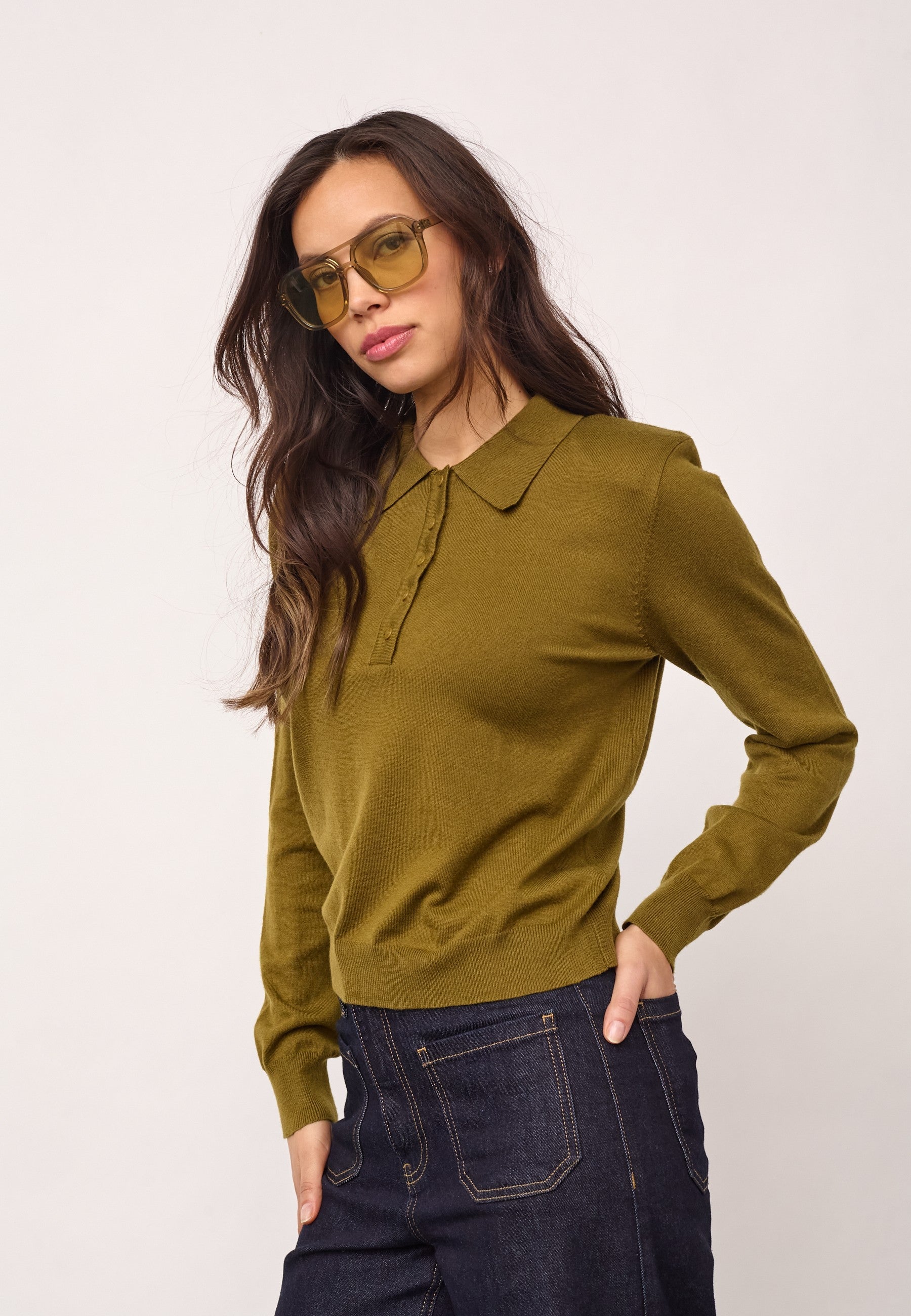 CO'COUTURE 500212 Cory Pad Polo Knit-Fern Green