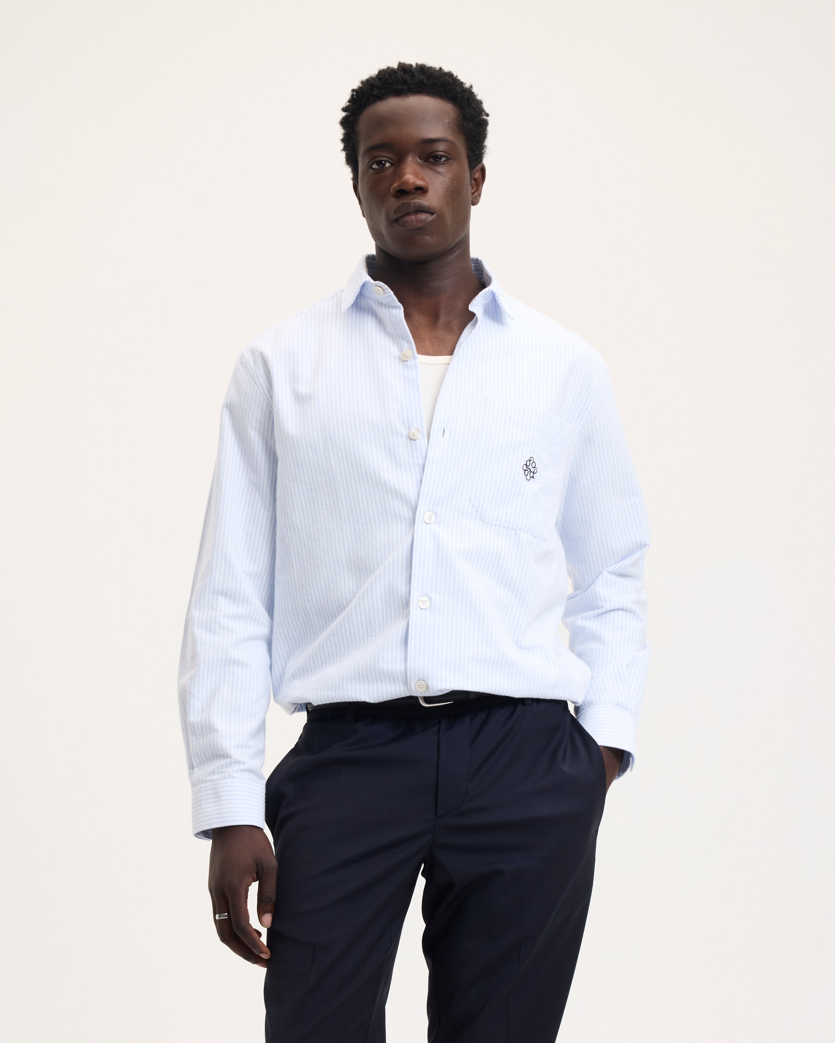 THE GOODPEOPLE SOY 26020211 shirt bleu/wit