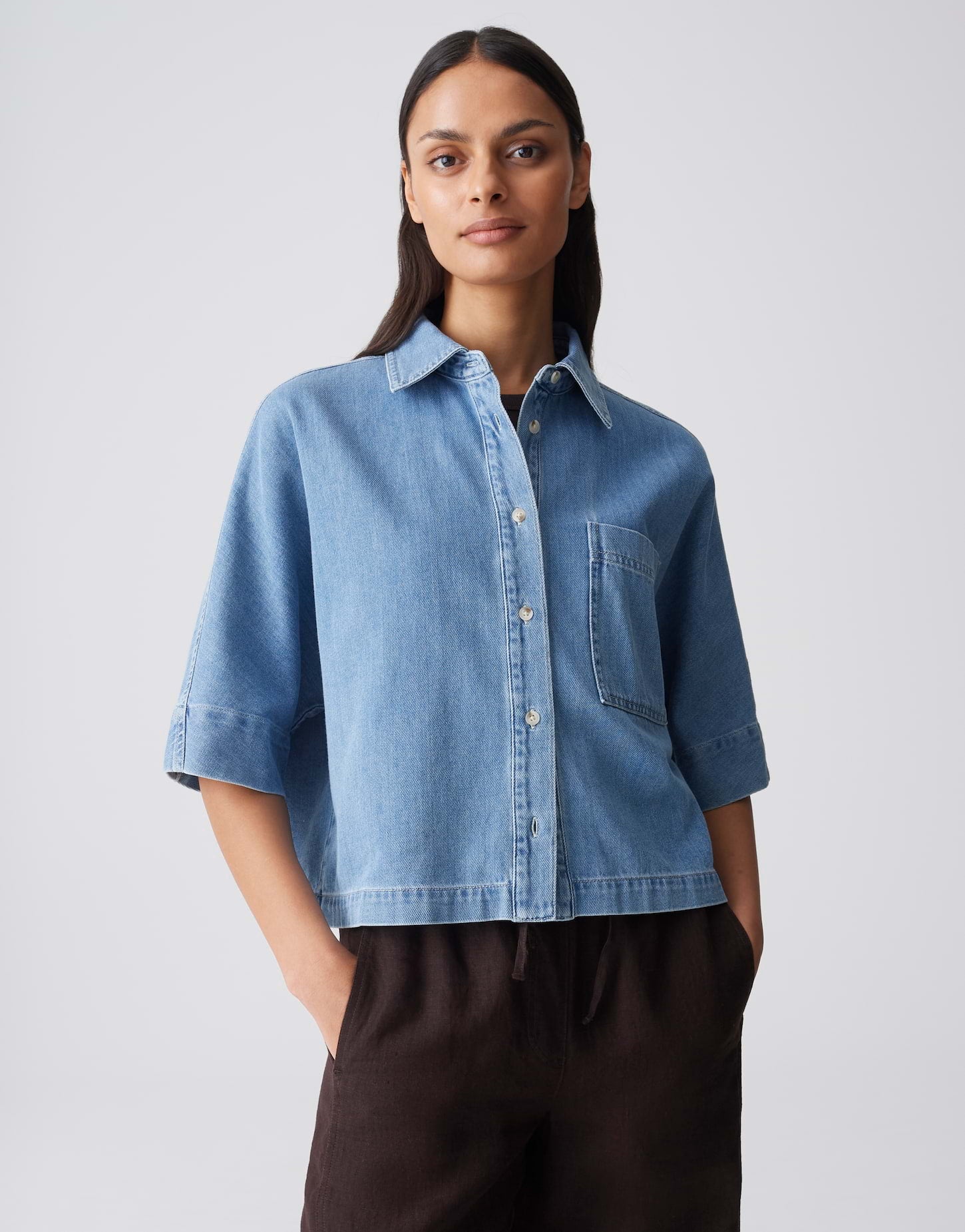 OPUS 10576014226444 Fyndra Boxy Denim Blouse