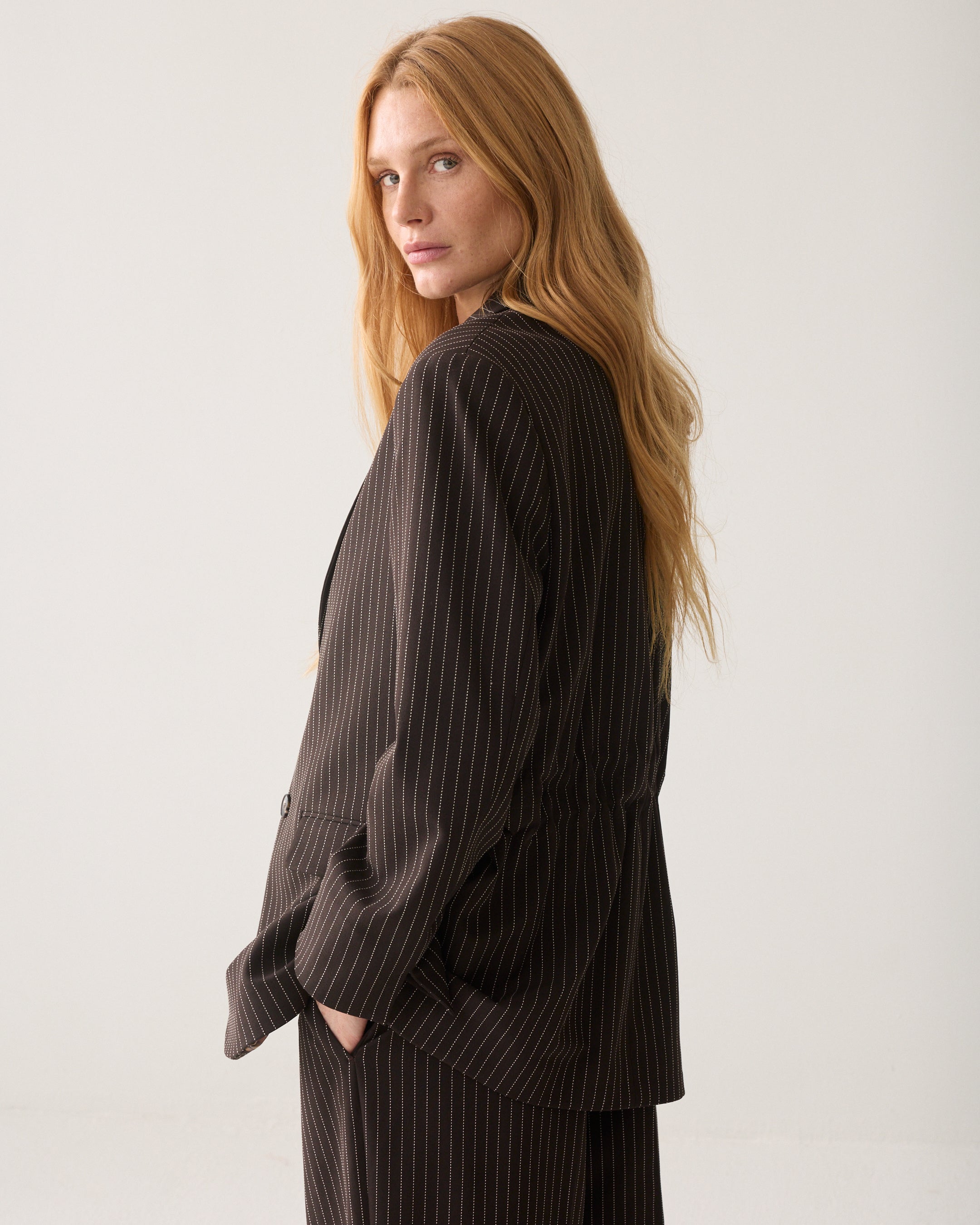 SUMMUM gestreepte boyfriend blazer1s1325-12495