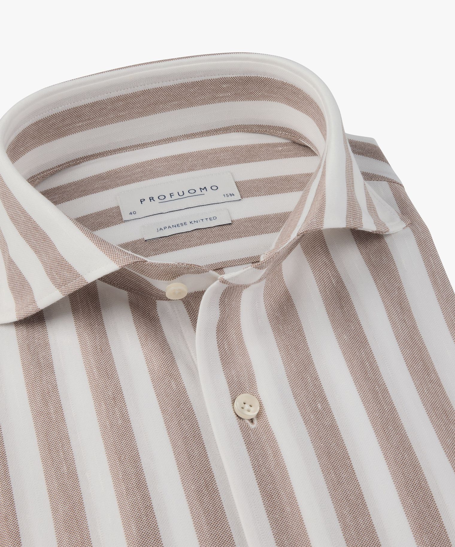PROFUOMO PPXH10035C Japanese knitted streep overhemd - Red Clay