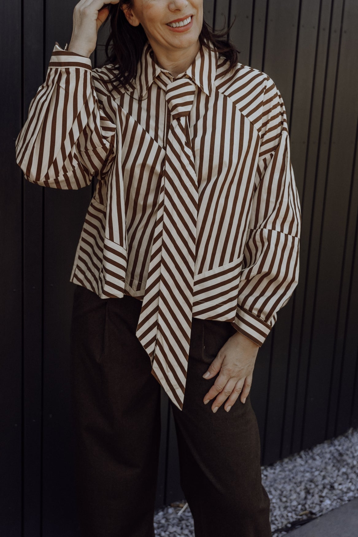 AIMEE THE LABEL OsloW6 blouse-Brown stripe