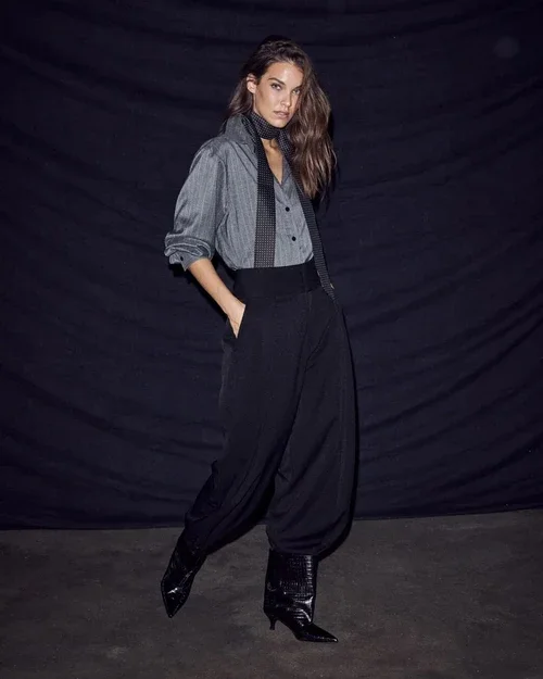 HAUTE L'AMITIE HL10864 Zeppe Pleat Tall Pant-Black
