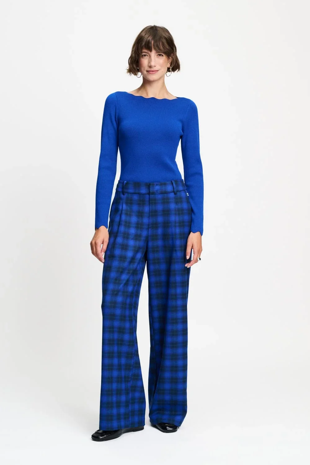 POM SP9811 PANTS - Charlie Check blue