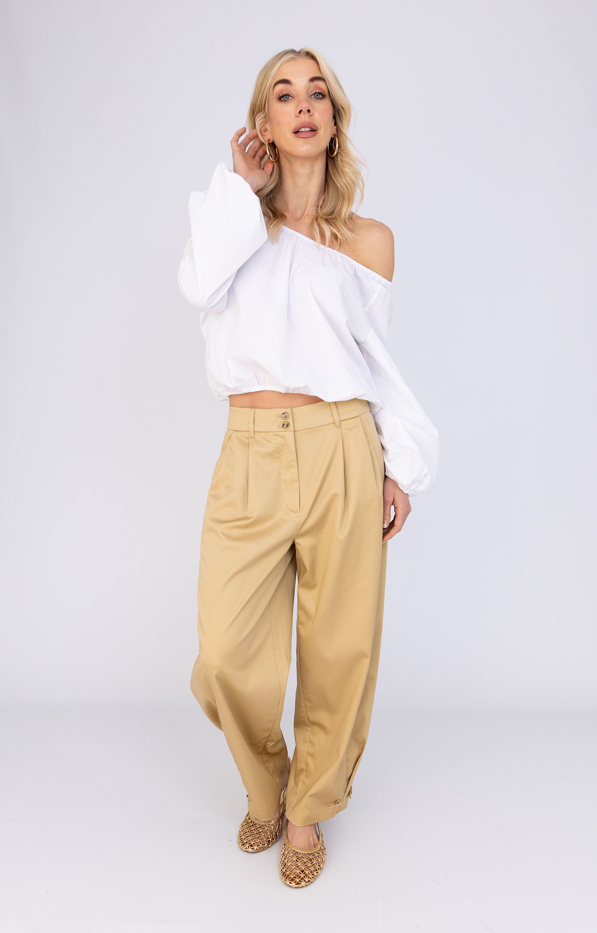 ANNA 80a02-03511 Broek met bandplooi