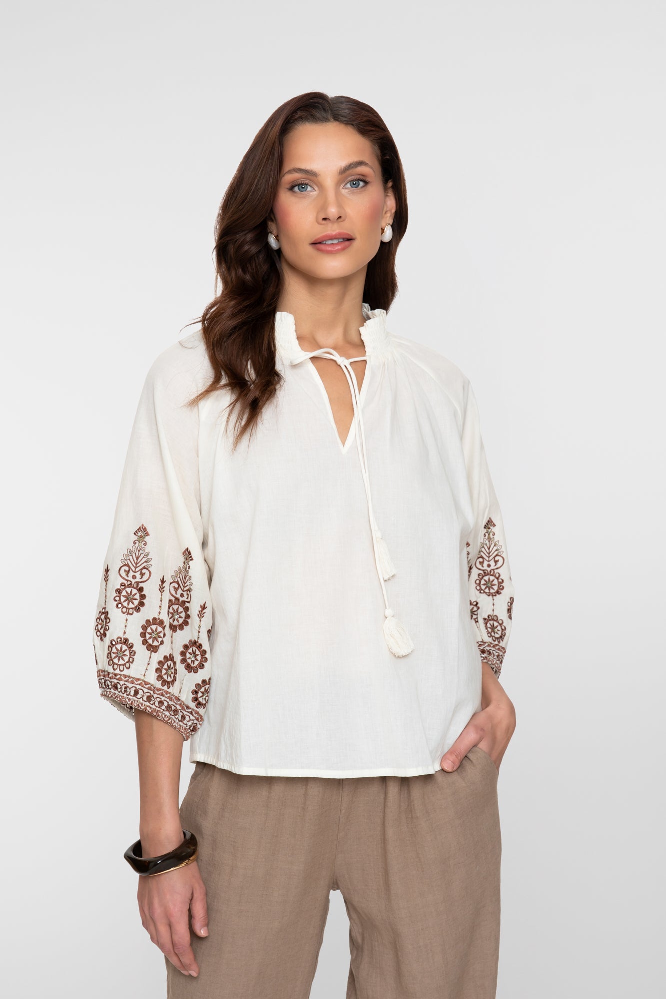 GEISHA 63434-26 Blouse embroidered sleeves
