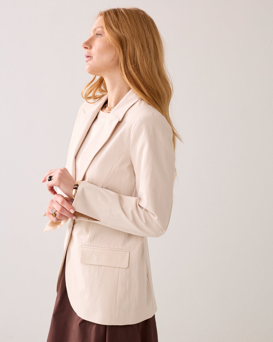 SUMMUM 1s1299-12365  getailleerde blazer katoenblend-Ivory