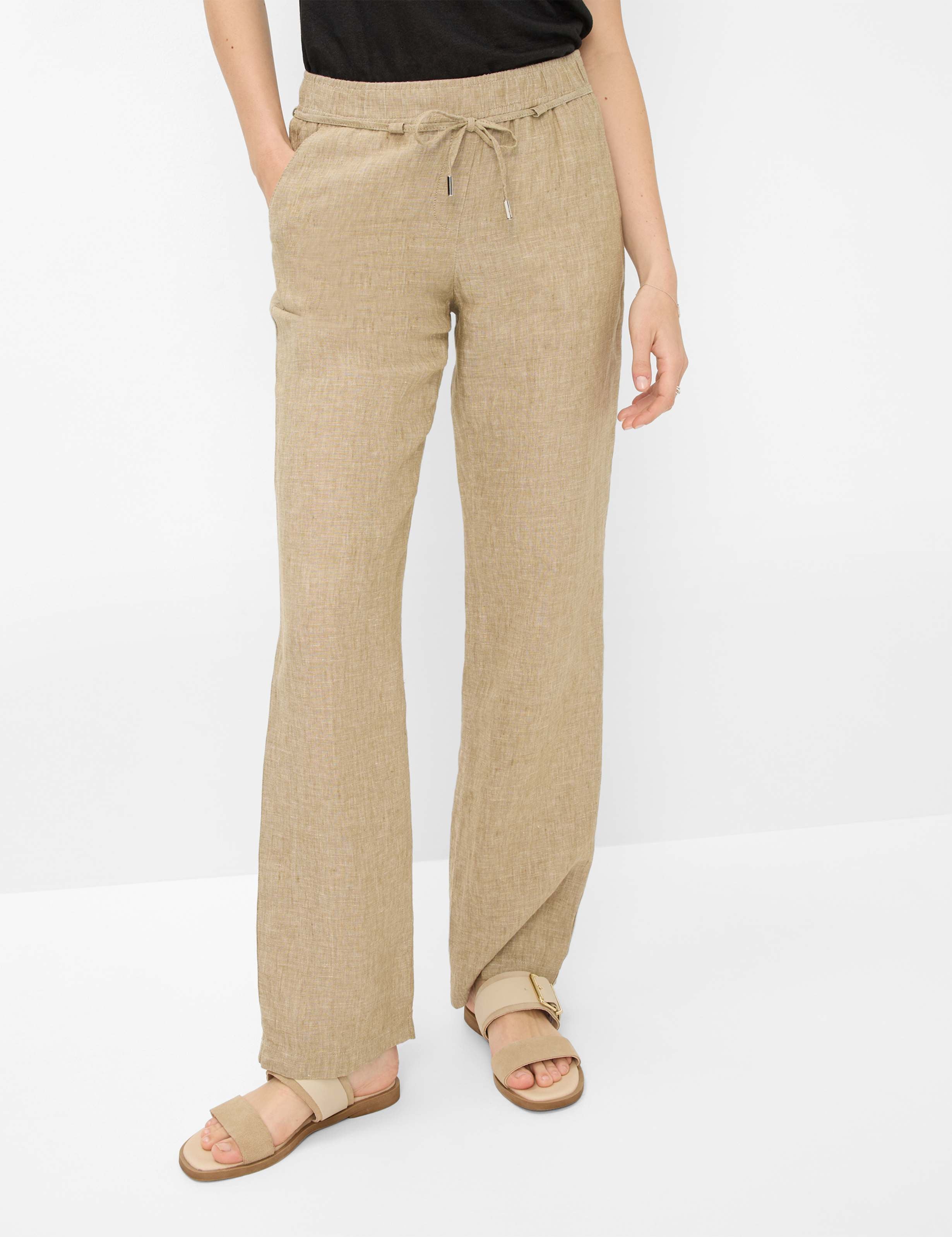 BRAX 092202_09885020 FARINA Linnen Broek-Almond