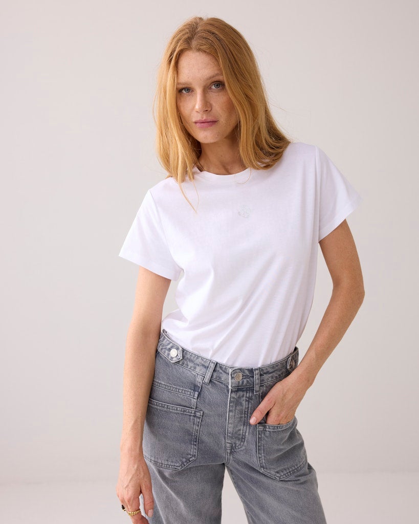 SUMMUM T-shirt met strass logo 3s5185-30714 - White