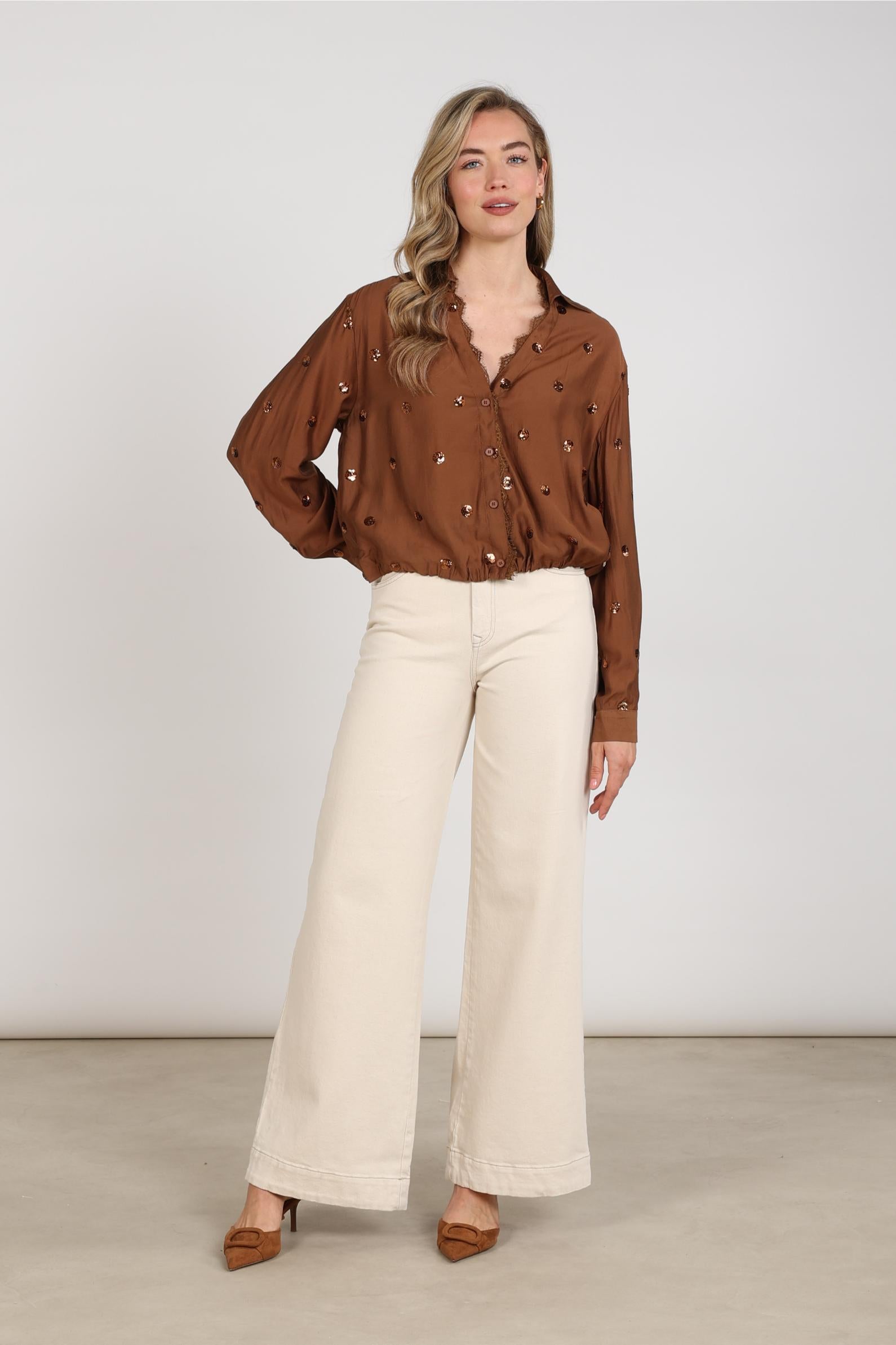 NUKUS NKF02160 Anika Blouse Paillet-espresso