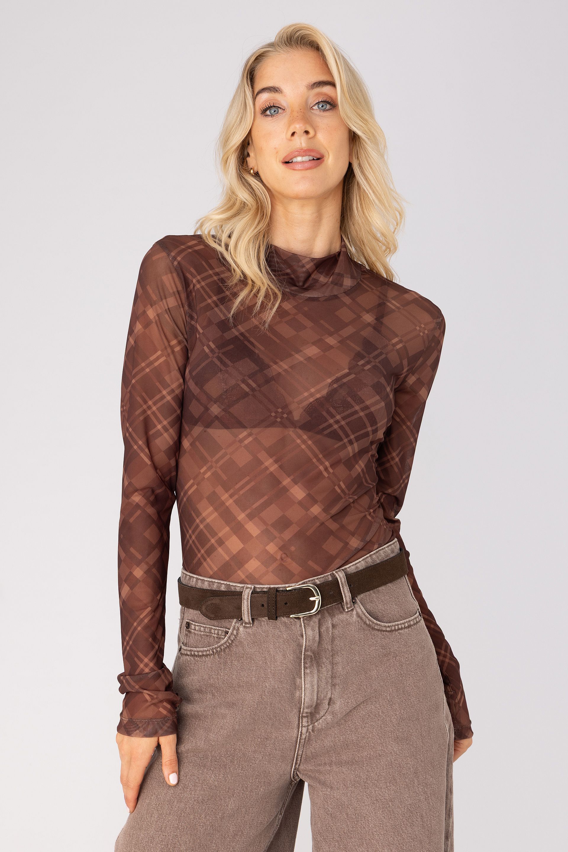 ANNA 43A04-03926 T-shirt LS met ruitdessin