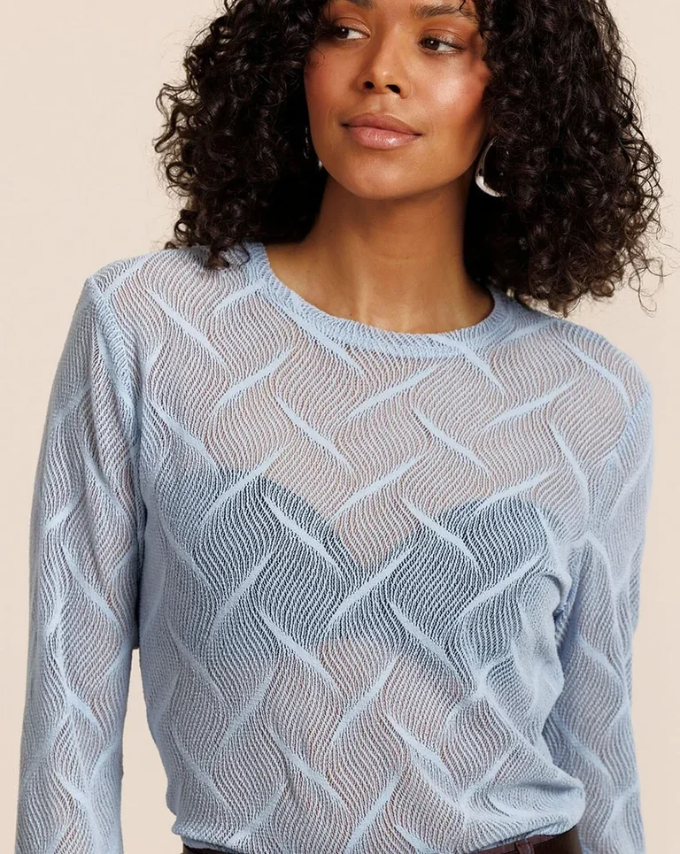 STUDIO ANNELOES 14111 Reagan flaire lace top-skyblue