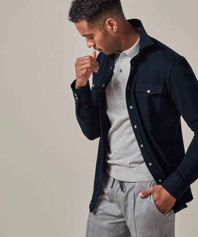 PROFUOMO PPXF10001J French Terry Overshirt Western-Navy