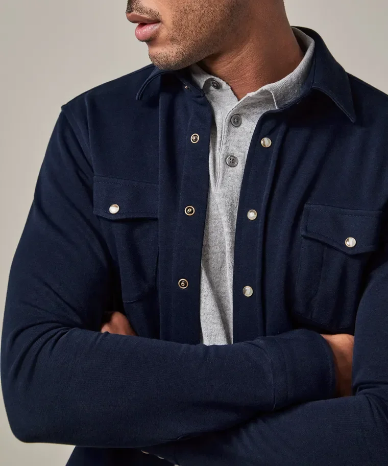 PROFUOMO PPXF10001J French Terry Overshirt Western-Navy