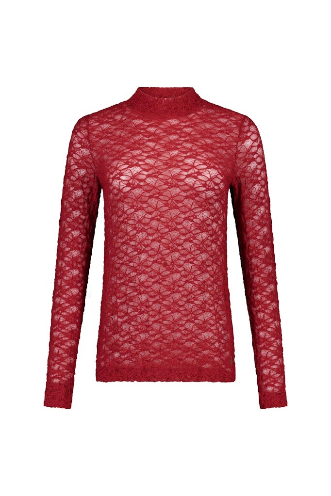 Studio Anneloes 14331 Reagan lace col top - red wine