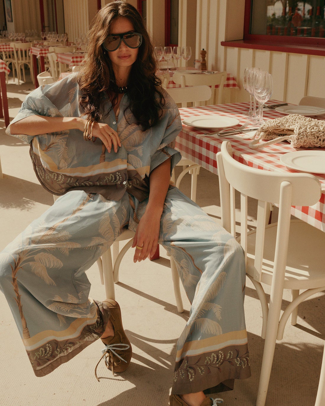 SUMMUM 4s2993-12457 Gevoerde broek strandprint