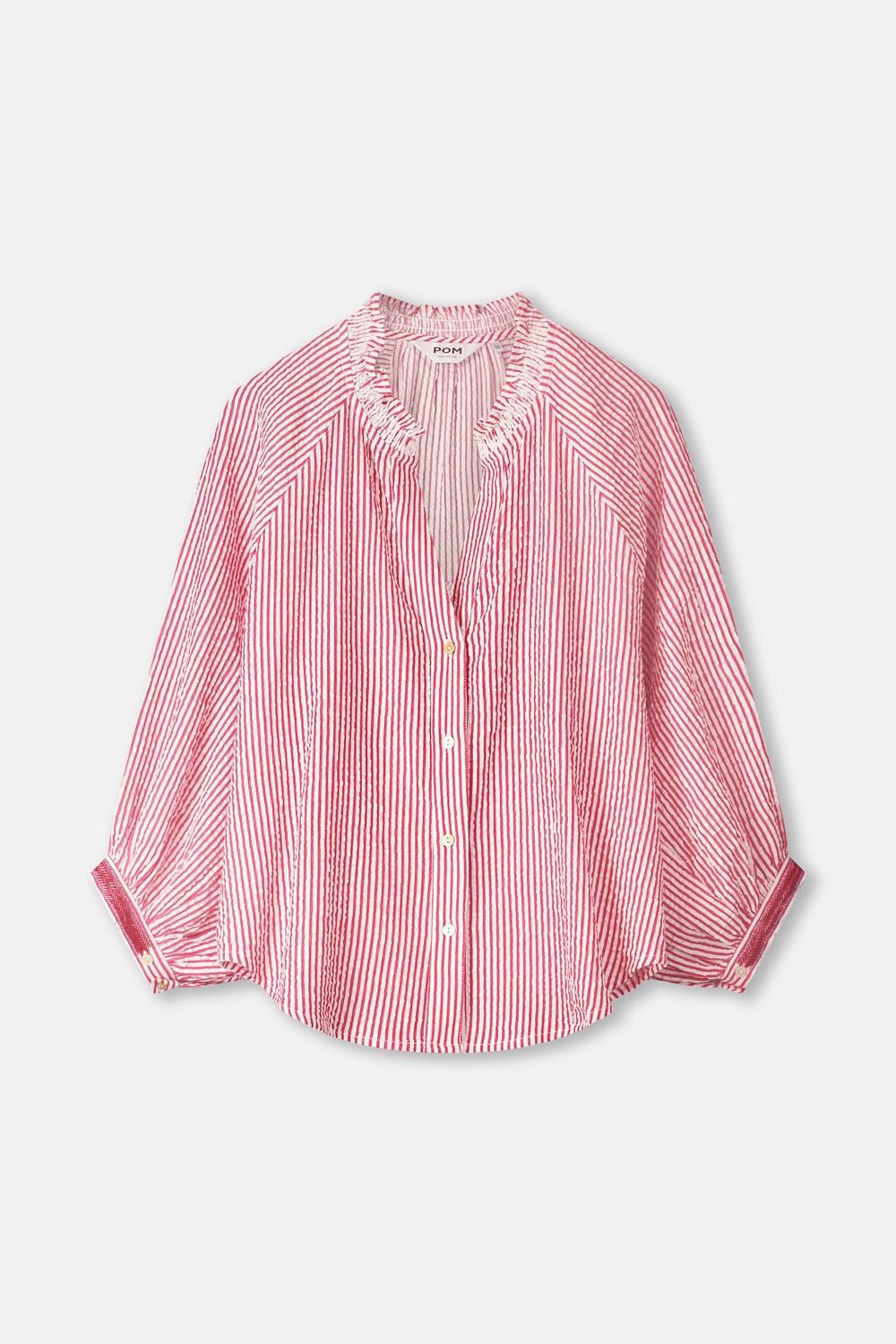 POM Amsterdam SP9585 BLOUSE Seersucker Stripe-Red