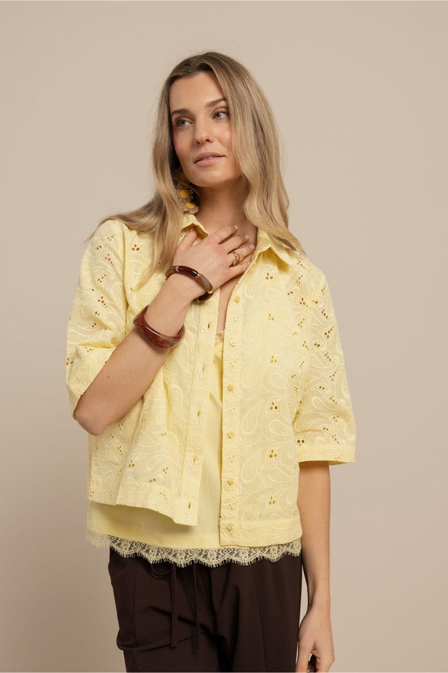 STUDIO ANNELOES 13870 Nyra broderie blouse-butter yellow