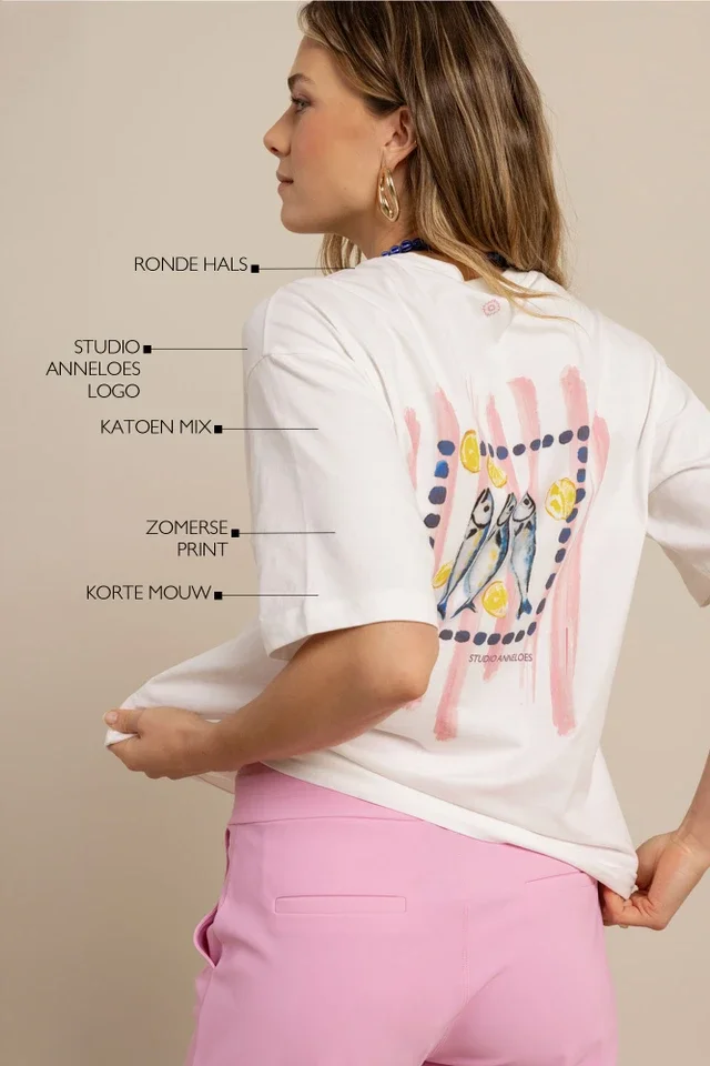 STUDIO ANNELOES 13826 Fiep sardines t-shirt - off white