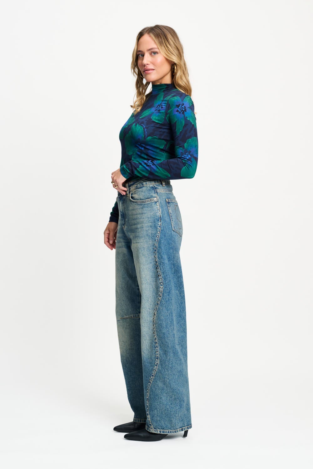 POM SP9831 TURTLENECK - ROMI JERSEY BLOOM TEAL GREEN