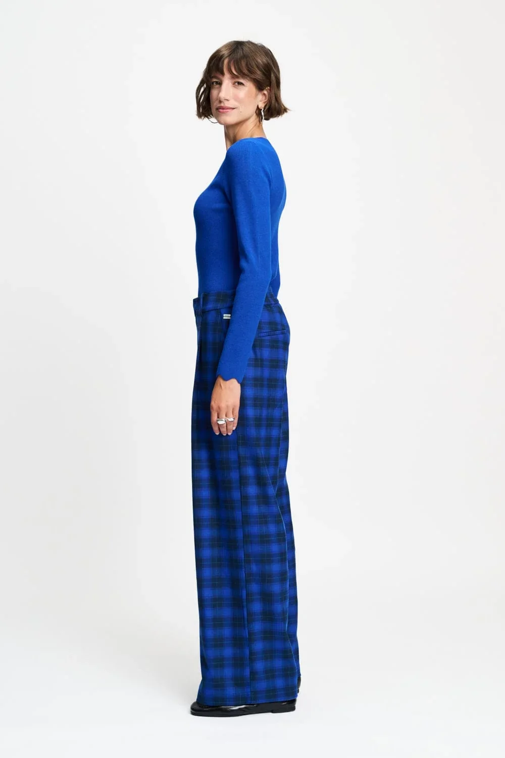 POM SP9811 PANTS - Charlie Check blue