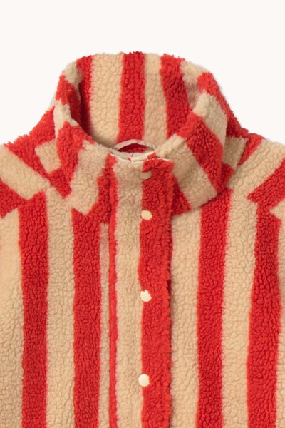 THE TINY BIG SISTER AW26-653 WIDE STRIPES SHERPA JACKET