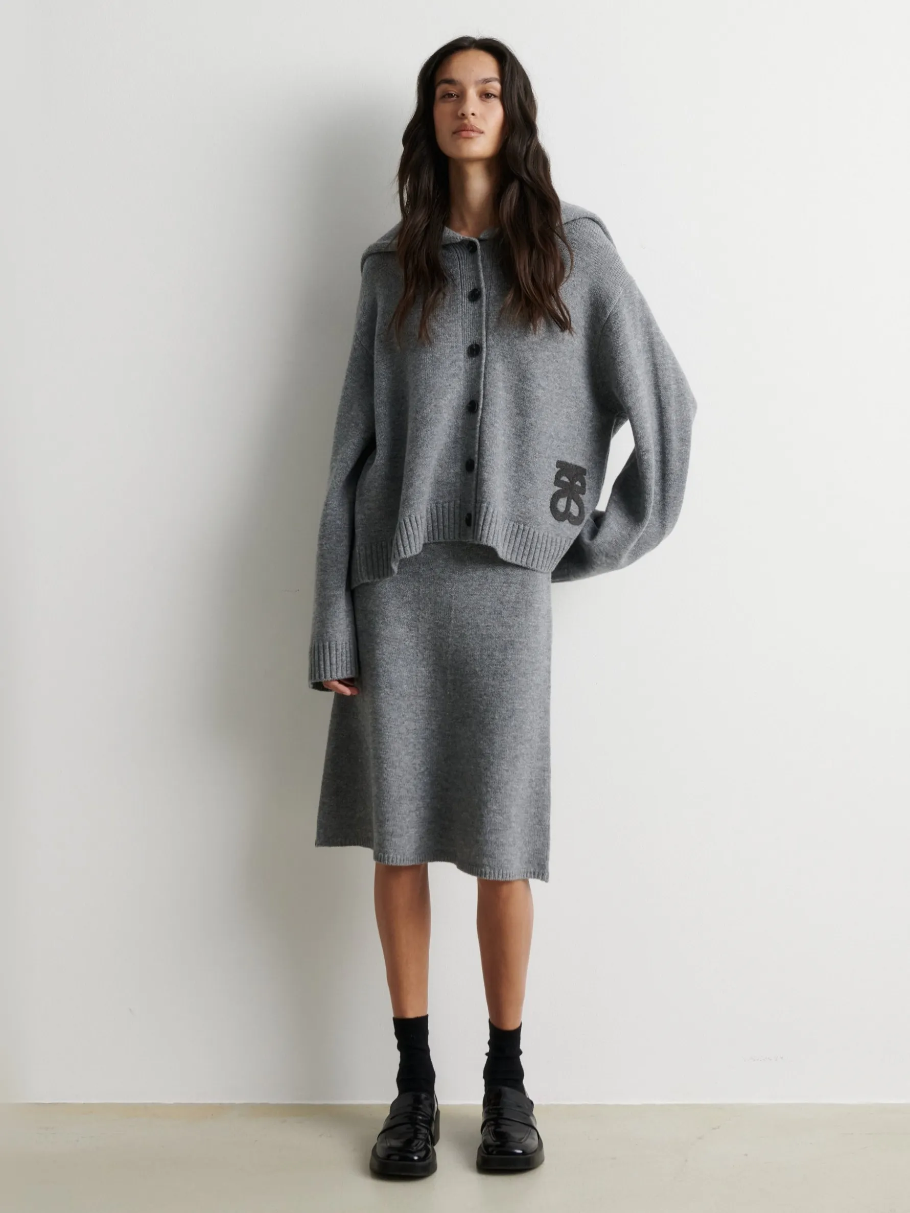 SECOND FEMALE 61184 Alpha Knit Collar Cardigan