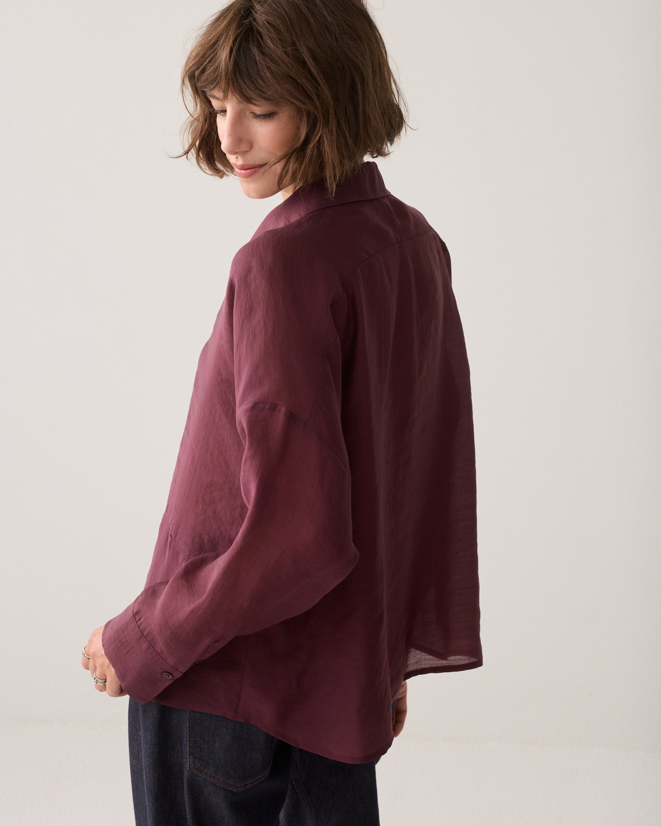 SUMMUM Wear-your-way blouse lyocell 2s3524-12492-Dark burgundy
