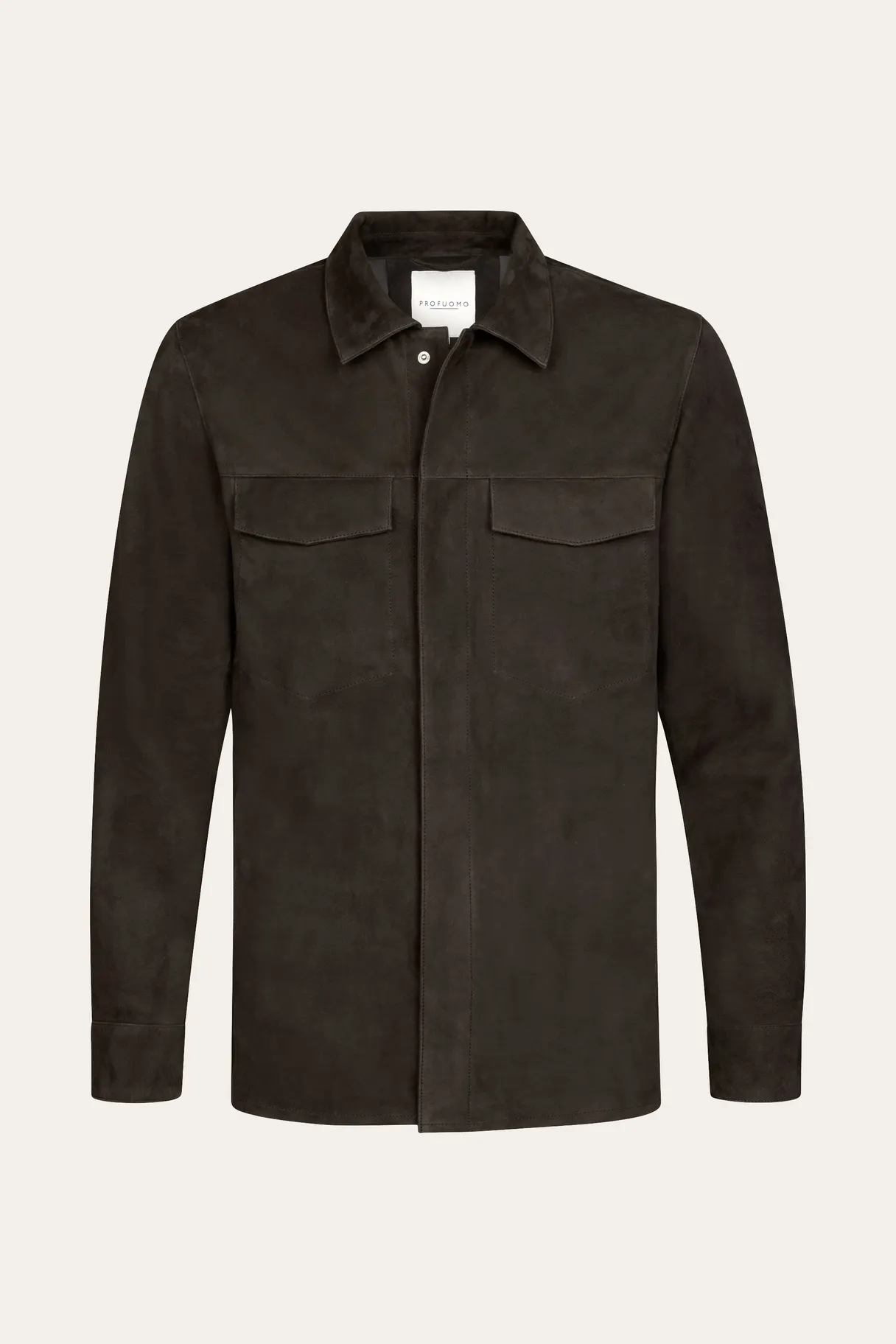 PROFUOMO PPXF30050B Donkerbruin suede overshirt