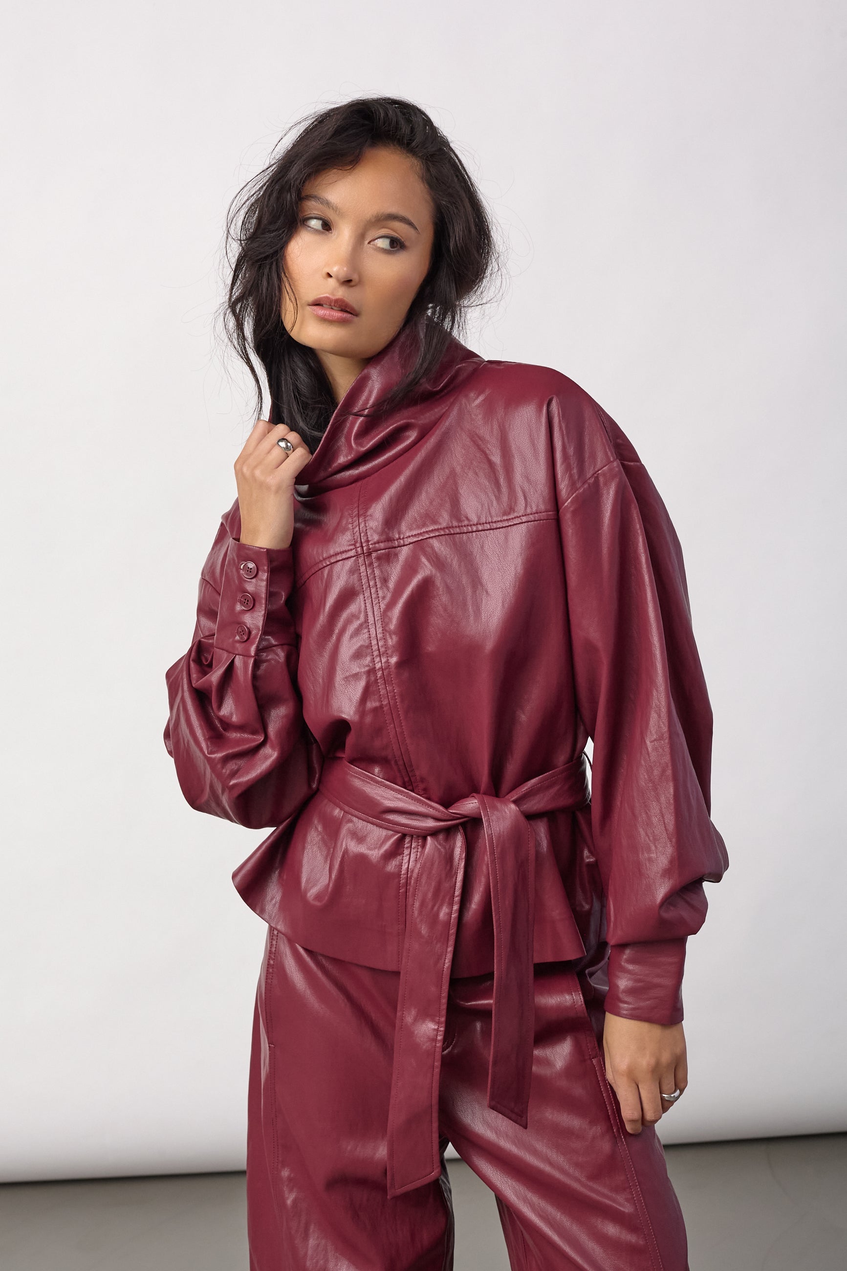 CO'COUTURE 500322 GittCC FunnelNeck Blouse-BerryRed