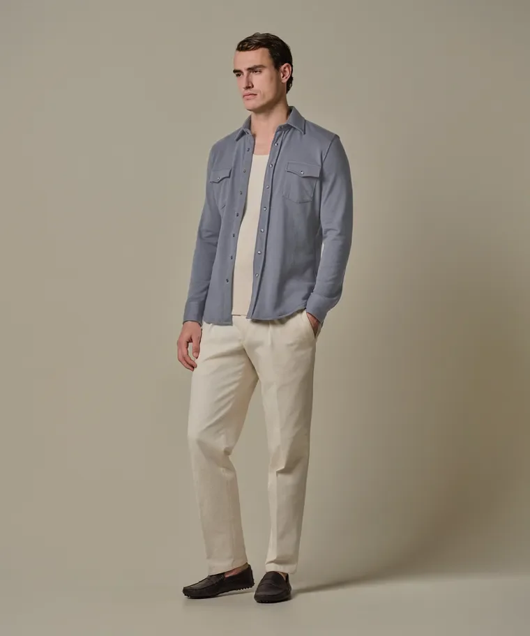 PROFUOMO PPXF10001I French Terry Overshirt Western-M.Blue