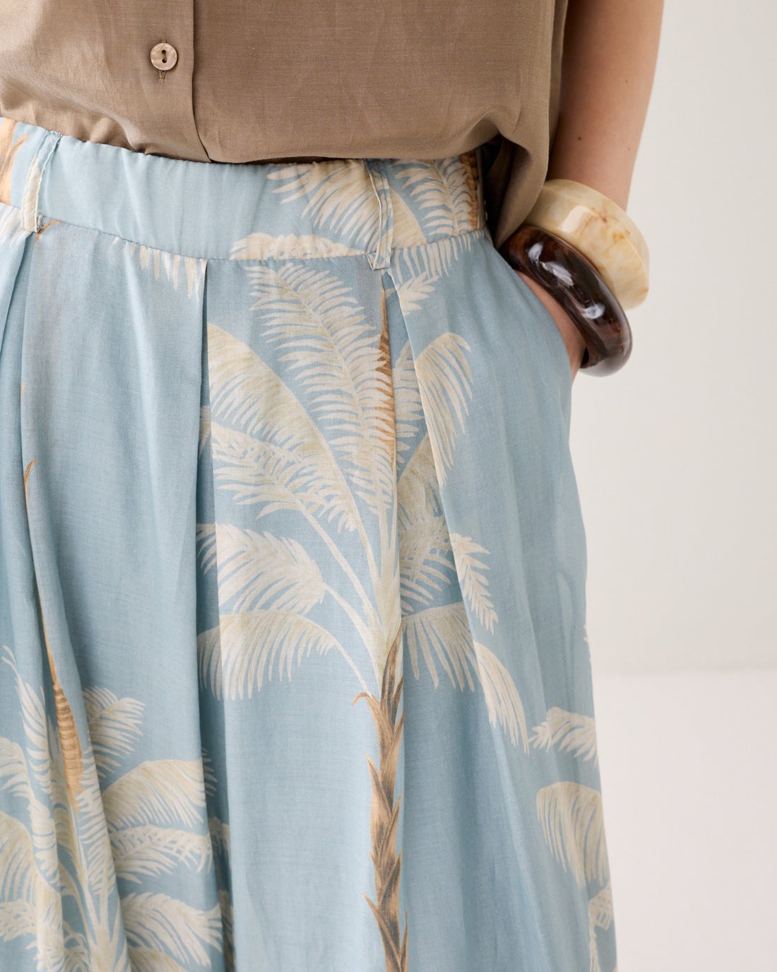 SUMMUM 4s2993-12457 Gevoerde broek strandprint