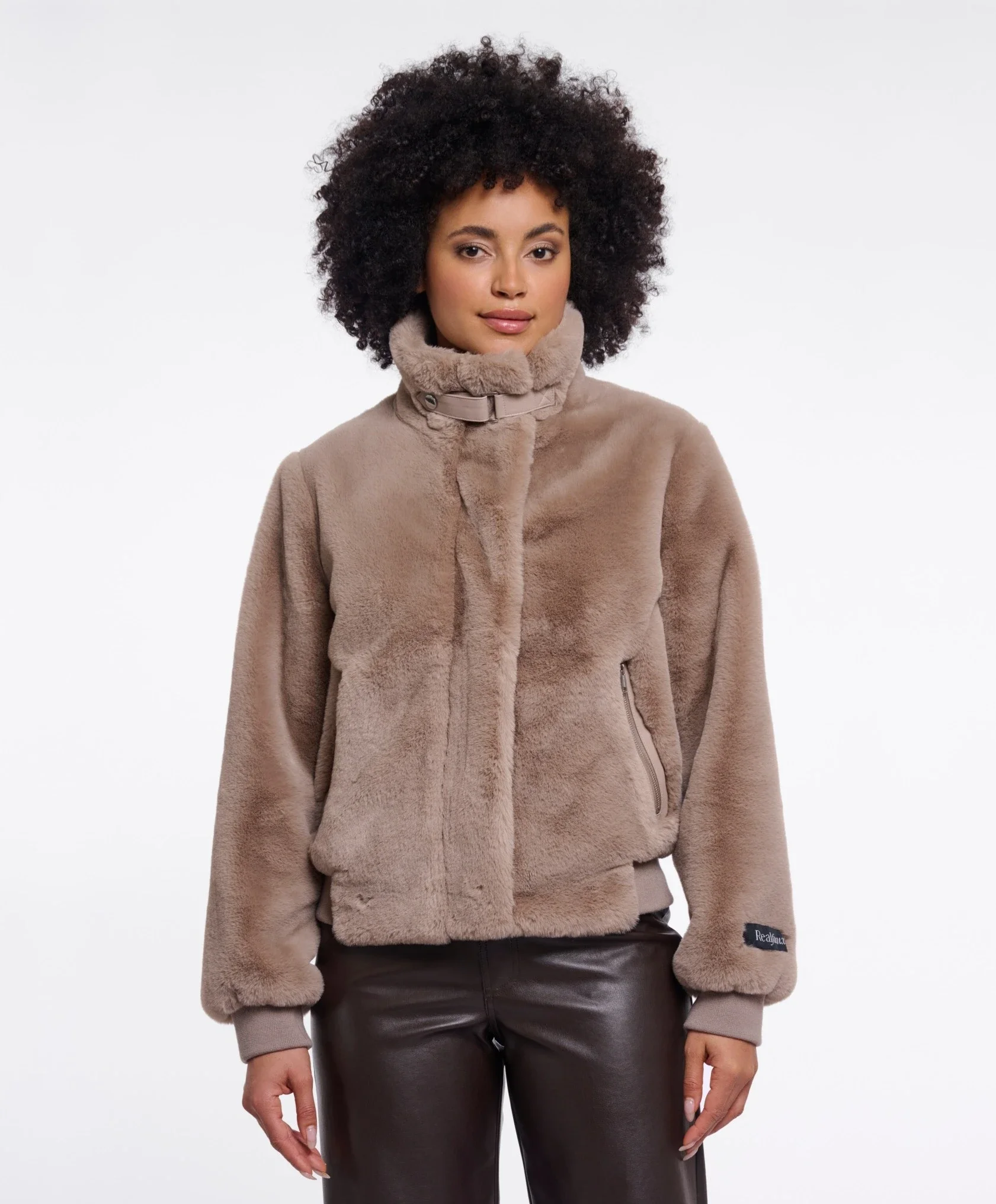 RINO & PELLE Ambra.7002611 Short faux fur jacket- mocha latte