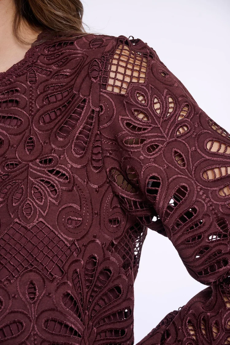 RINO & PELLE Jaike.7002611 kanten blouse chocolate