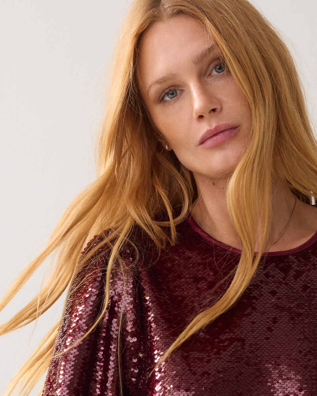 SUMMUM Top van paillettenstof 2s3363-12295 -Merlot