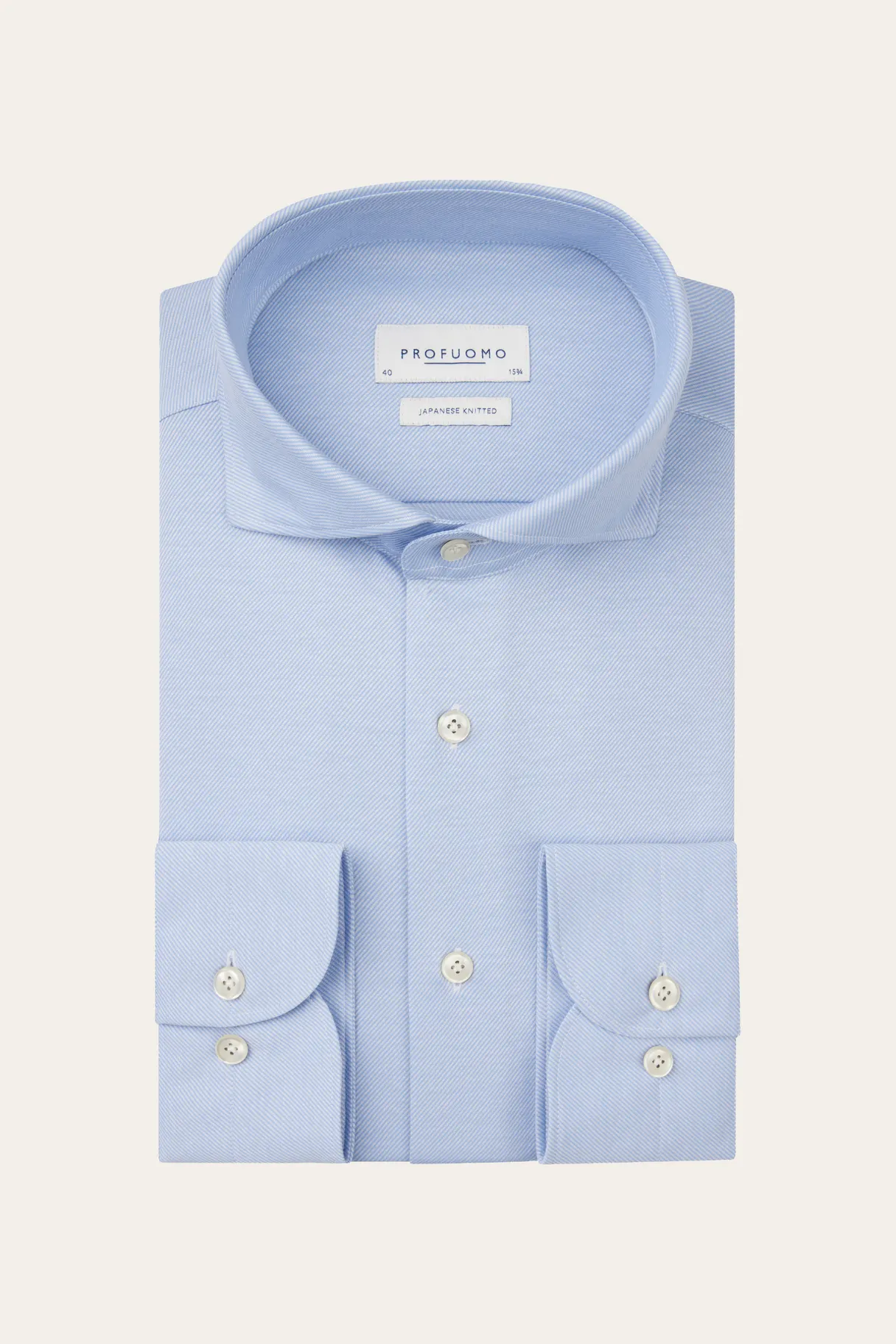 PROFUOMO PPXH30022F Blauw twill Japanese knitted shirt