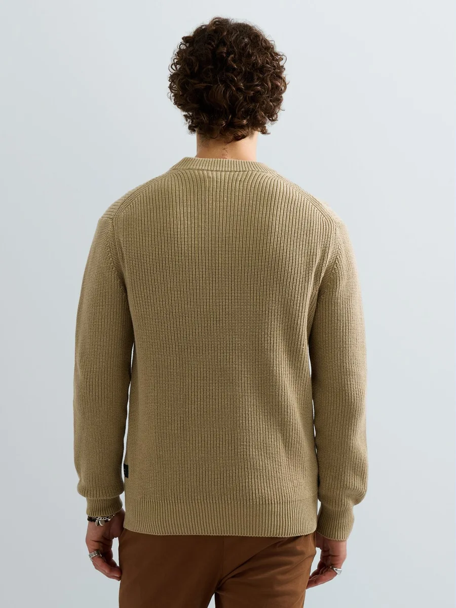 REPLAY UK00AY.000.7246X rib knit cotton pullover-sand