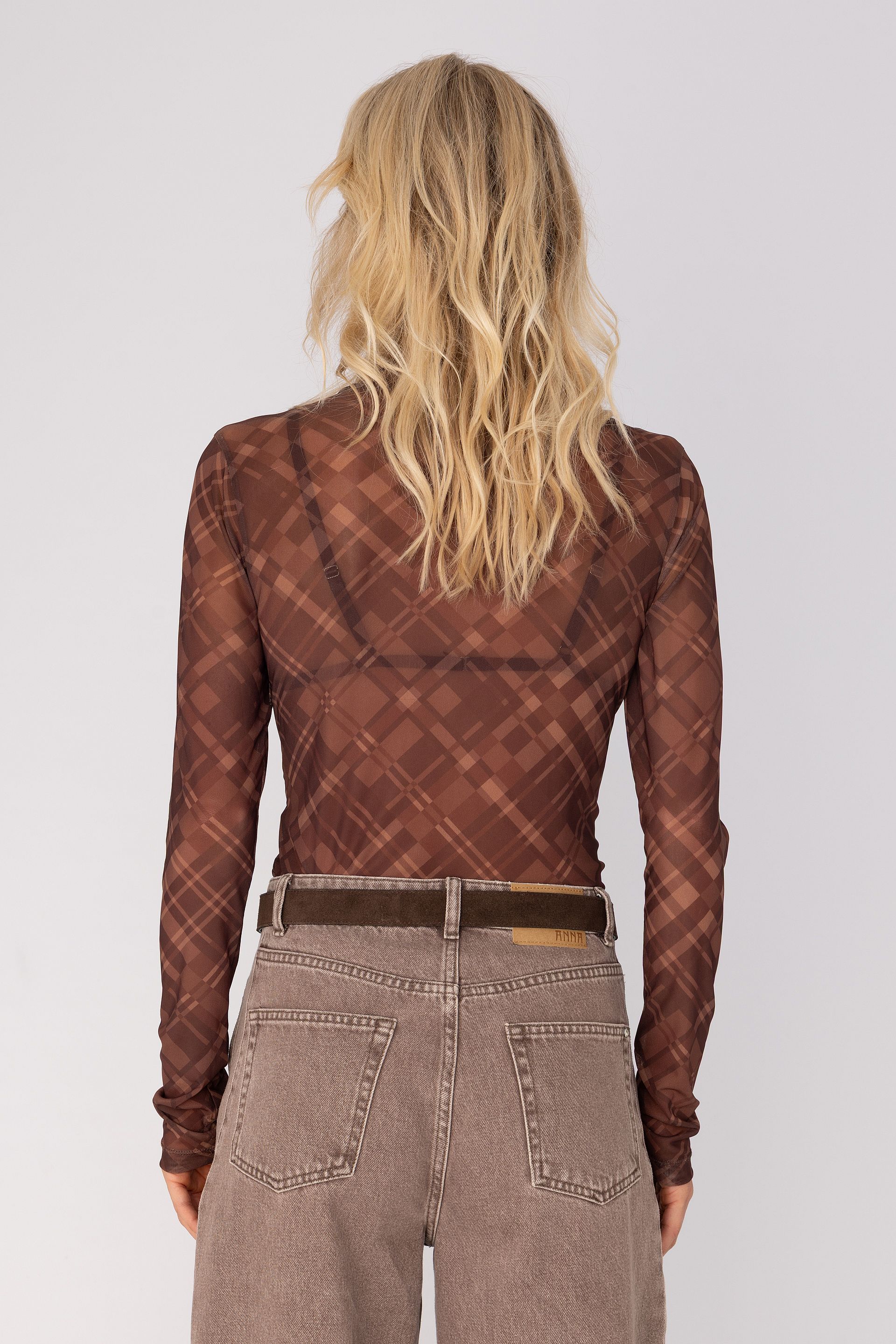ANNA 43A04-03926 T-shirt LS met ruitdessin