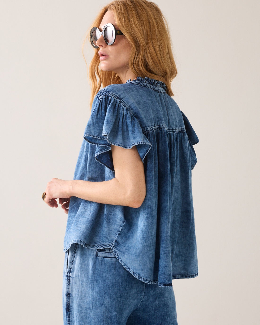 SUMMUM 2s3405-11631 Zachte denim blouse