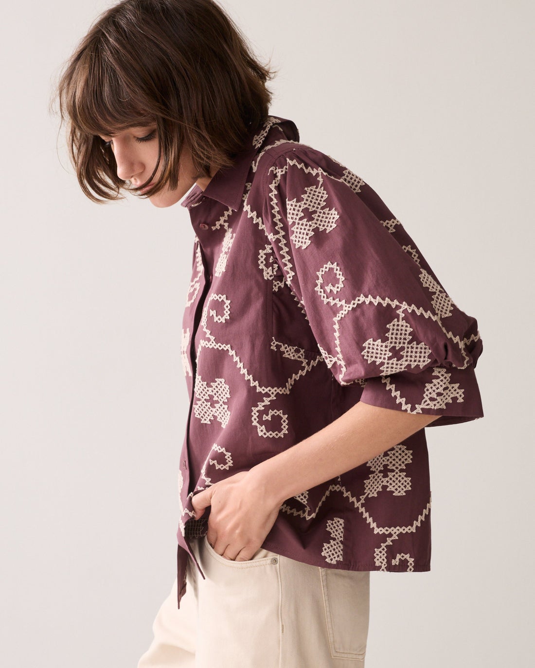 SUMMUM Geborduurde blouse 2s3500-12446