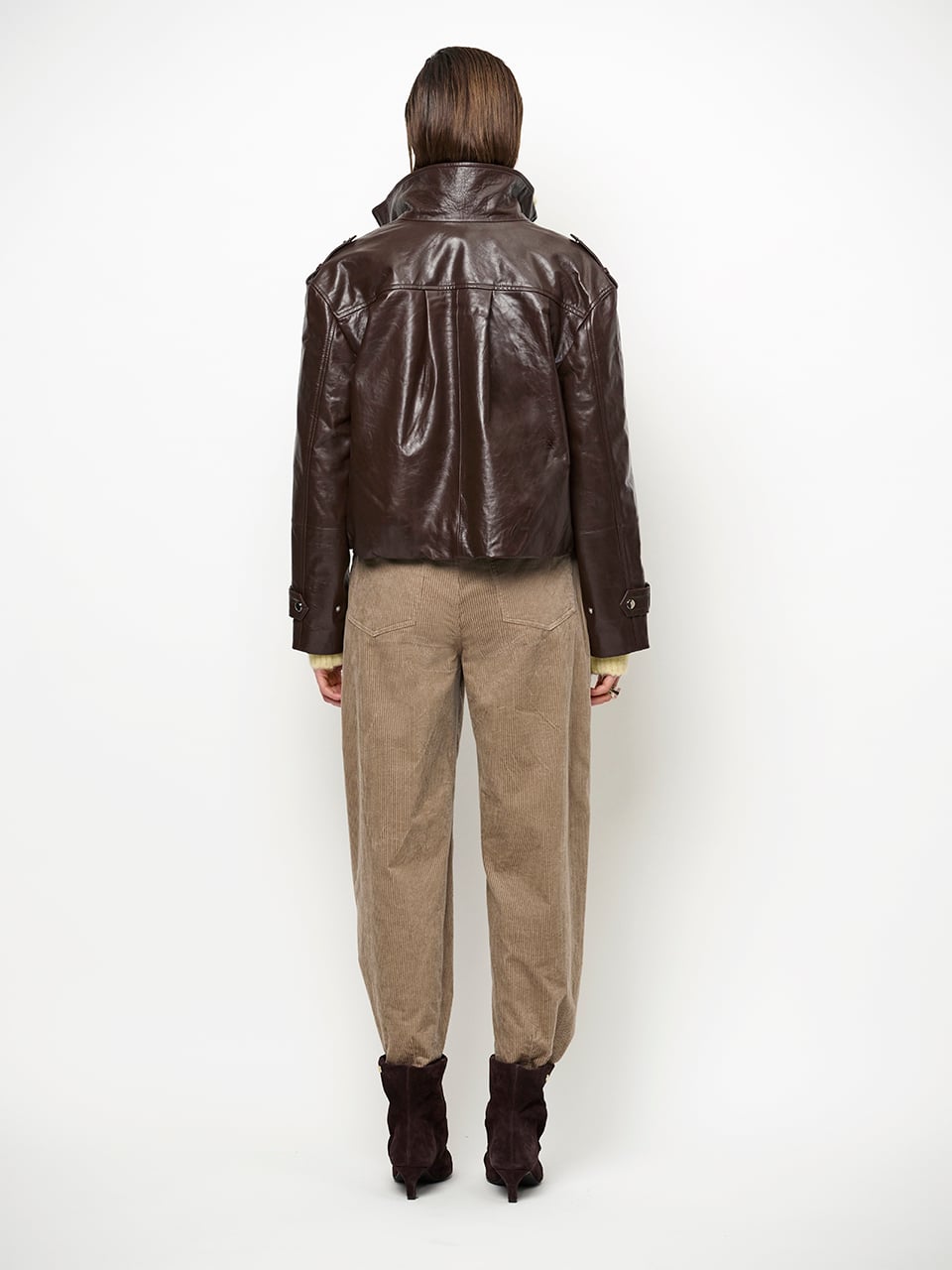 DANTE 6 263115 Kleo Crop Leather Jack brown