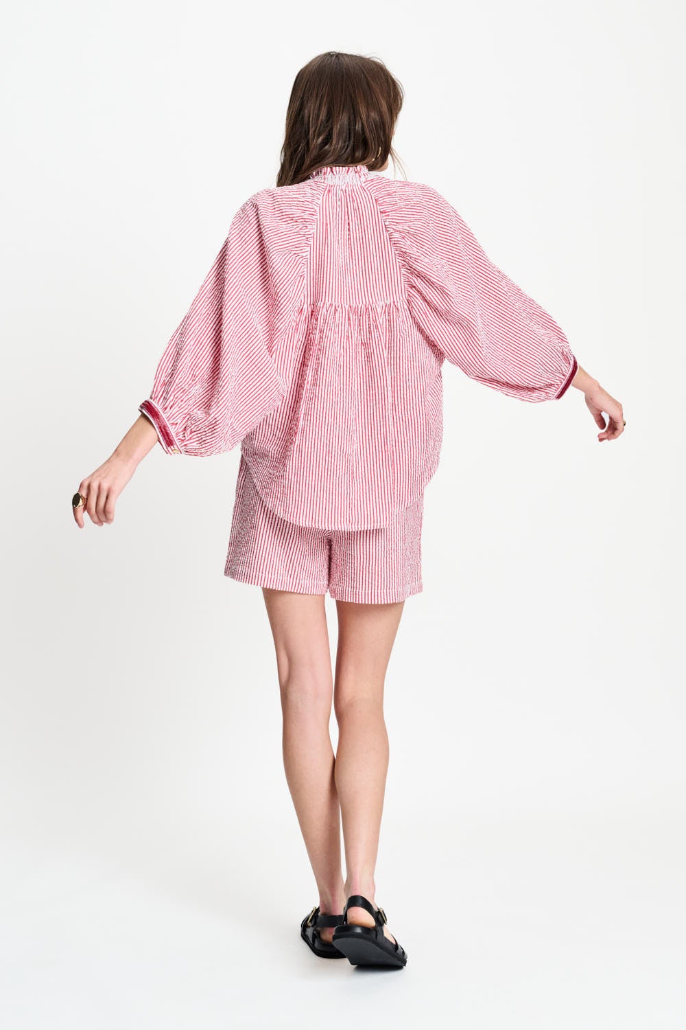 POM Amsterdam SP9585 BLOUSE Seersucker Stripe-Red