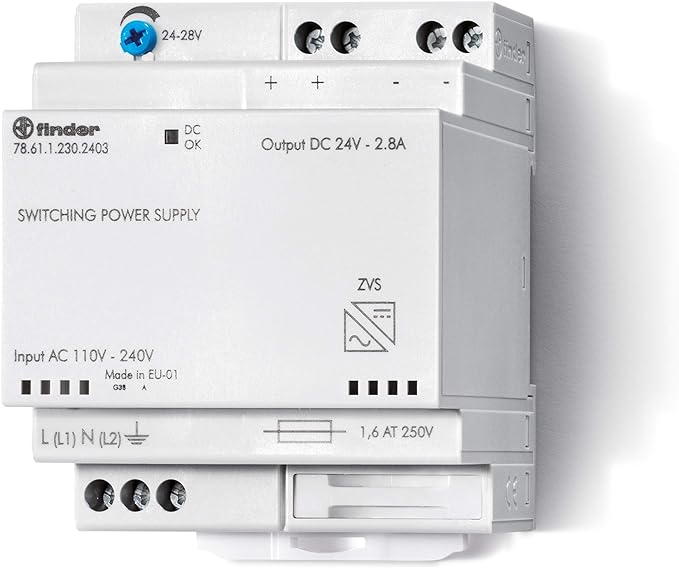 Finder Switch mode power supplies (DIN-Rail) 24 V/DC 2.6A 60W 78.61.1.230.2403 Finder Switch mode power supplies (DIN-Rail) 24 V/DC 2.6A 60W 78.61.1.230.2403