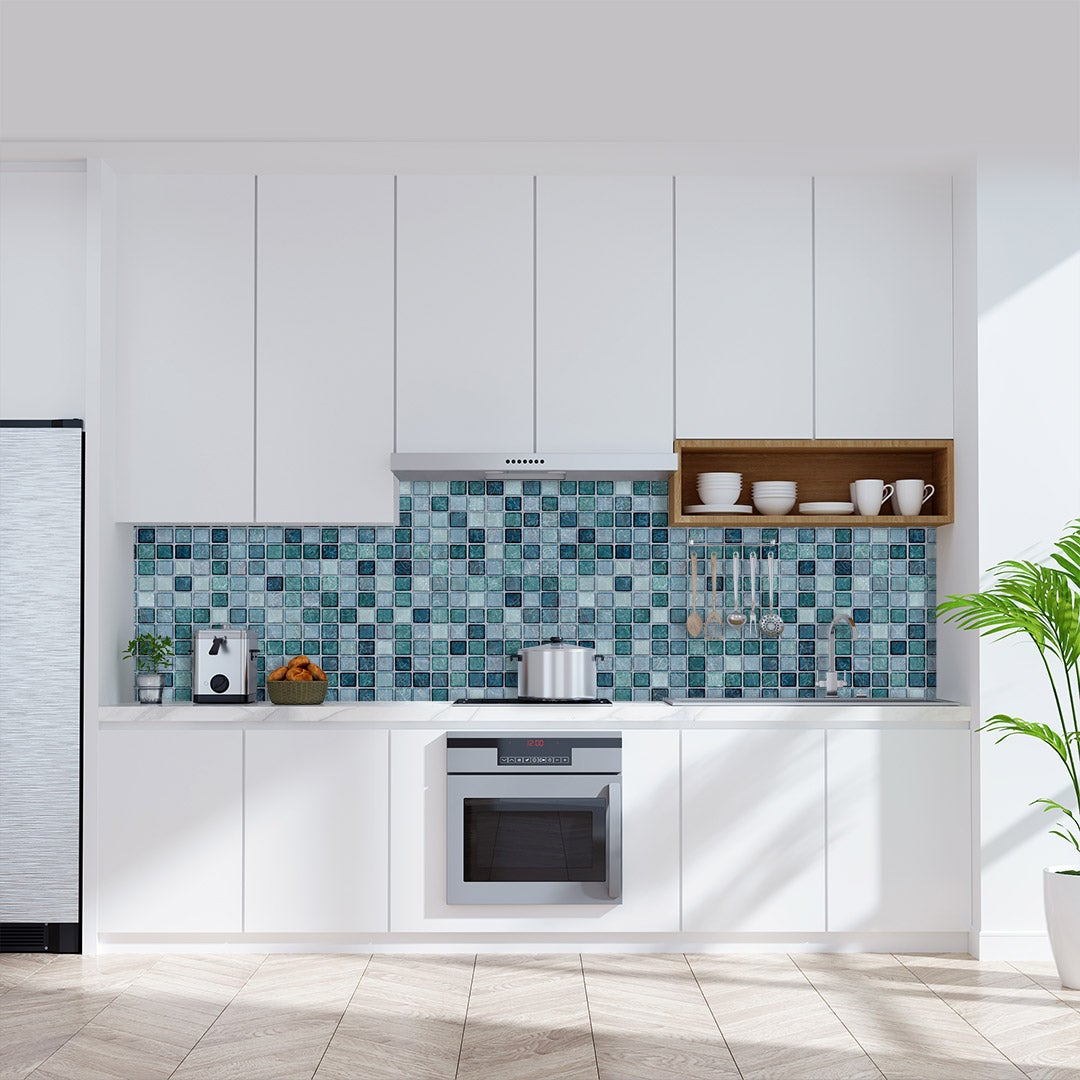 Mosaik Aqua, fugenlose Wandpaneele aus Alu-Verbund 3mm, Küchenrückwand Mosaik Aqua, fugenlose Wandpaneele aus Alu-Verbund 3mm, Küchenrückwand