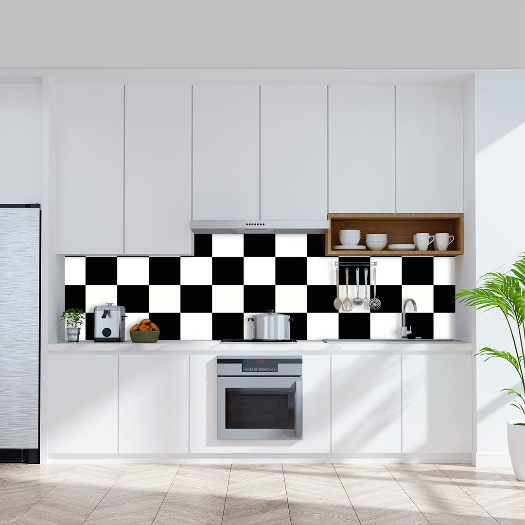 Checkered, fugenlose Wandpaneele aus Alu-Verbund 3mm, Küchenrückwand Checkered, fugenlose Wandpaneele aus Alu-Verbund 3mm, Küchenrückwand