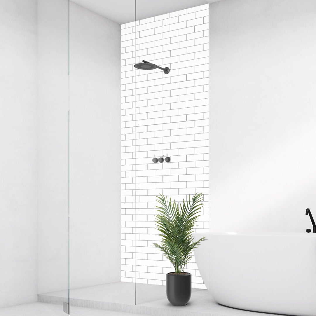 Metrofliesen Weiss, fugenlose Wandpaneele aus Alu-Verbund 3mm, Duschrückwand Metrofliesen Weiss, fugenlose Wandpaneele aus Alu-Verbund 3mm, Duschrückwand