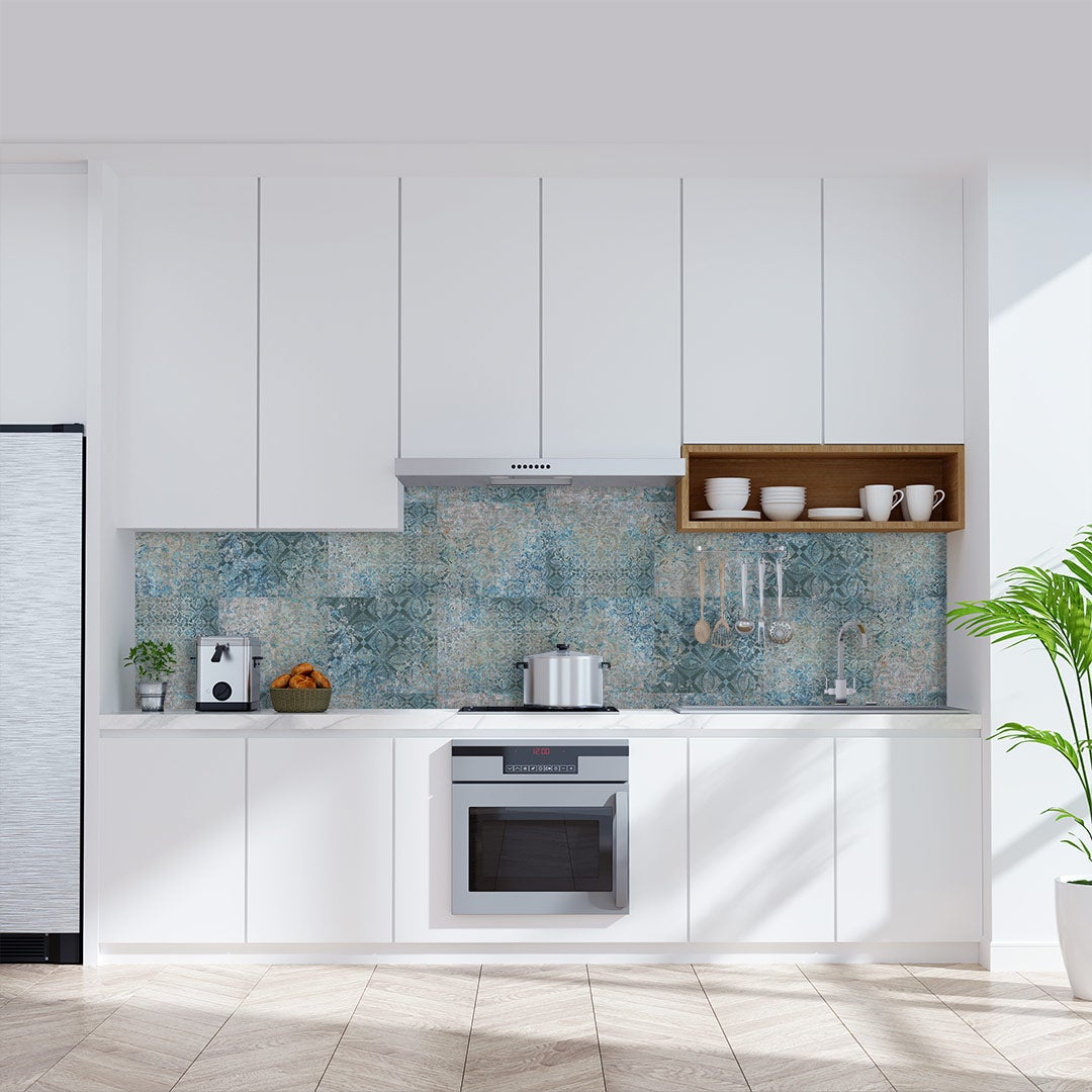 Mosaik Blau-türkis, fugenlose Wandpaneele aus Alu-Verbund 3mm, Küchenrückwand Mosaik Blau-türkis, fugenlose Wandpaneele aus Alu-Verbund 3mm, Küchenrückwand