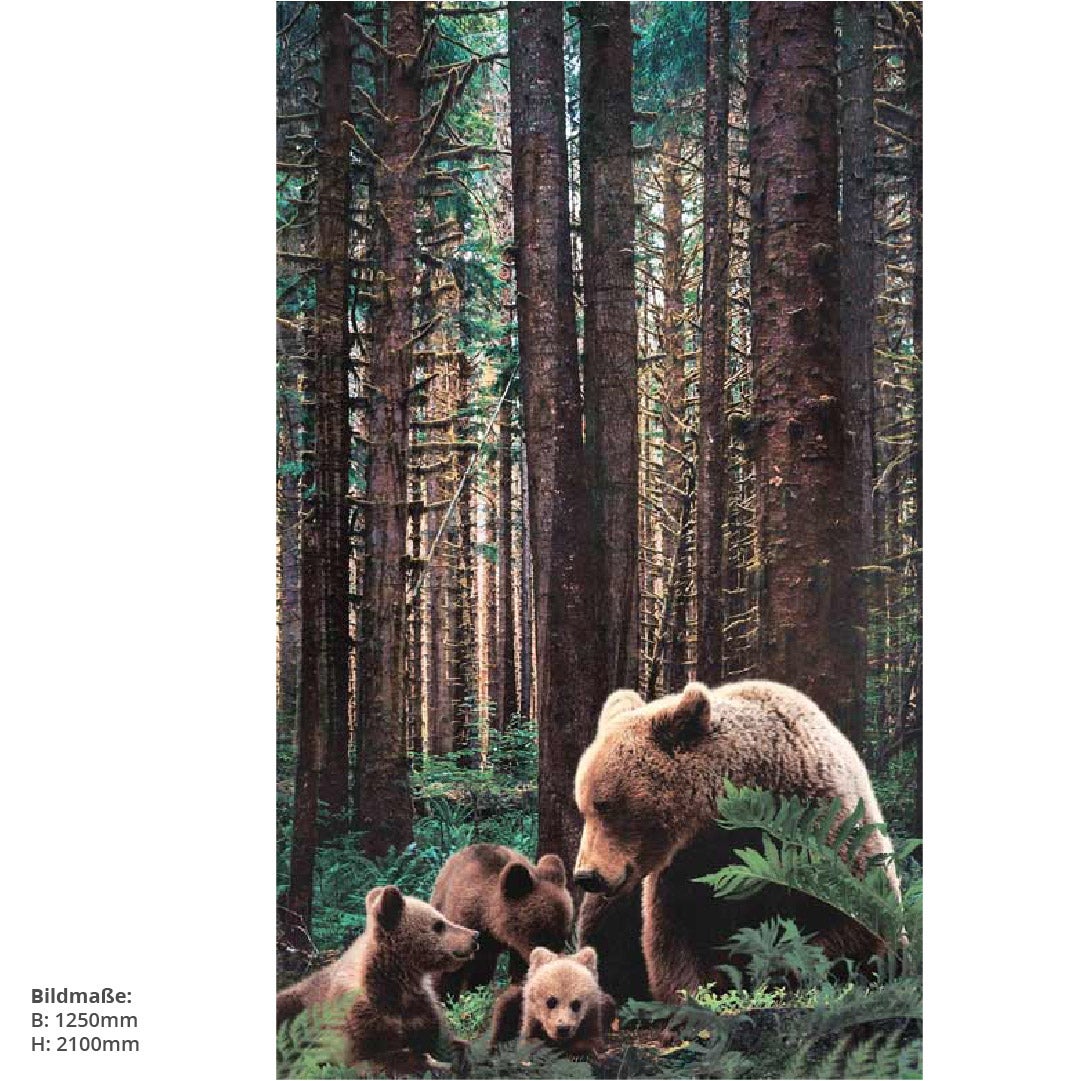 Bären im Wald, fugenlose Wandpaneele aus Alu-Verbund 3mm, Duschrückwand 